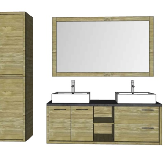 现代实木洗手台su模型