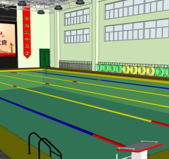 现代游泳馆su模型