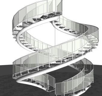 现代旋转楼梯su模型