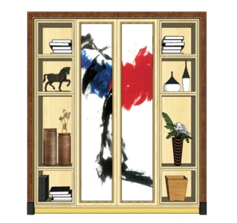 现代实木装饰柜su模型