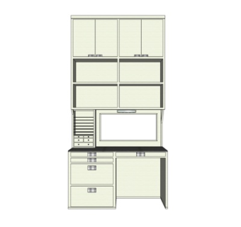 现代实木书桌su模型