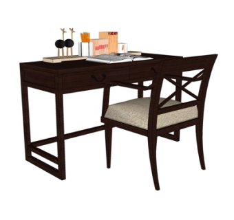 现代实木书桌椅su模型