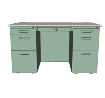 现代实木书桌su模型