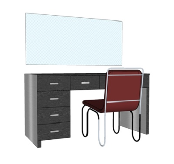 现代实木书桌椅su模型