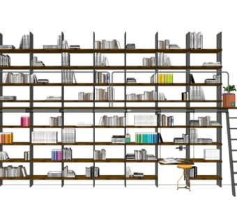 现代铁艺书架su模型