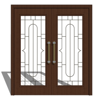 欧式实木双开门su模型