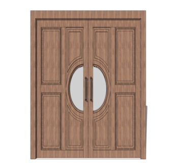 欧式实木双开门su模型