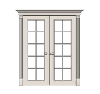现代实木双开门su模型