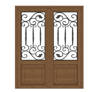 现代实木双开门su模型