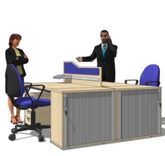 现代卡位办公桌椅su模型