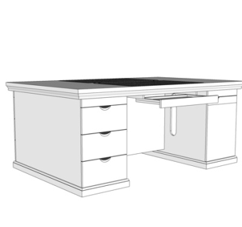 现代实木办公桌su模型