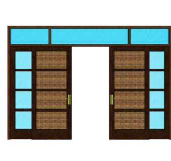 现代实木推拉门su模型