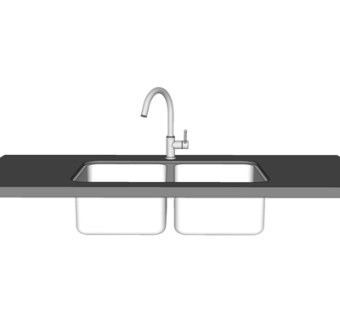 现代金属水槽su模型