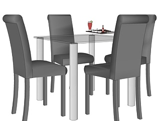 现代<em>方形餐桌</em>椅su模型