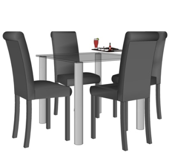 现代方形餐桌椅su模型