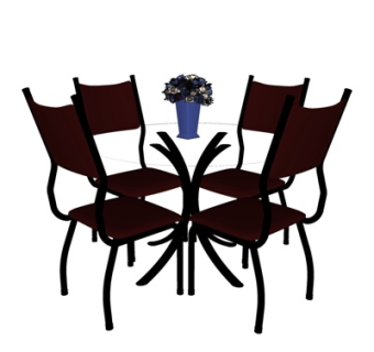 欧式圆形餐桌椅su模型