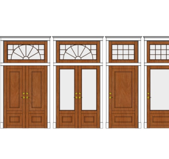 现代实木门组合su模型