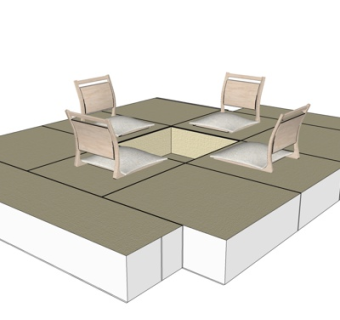 现代榻榻米休闲桌椅su模型