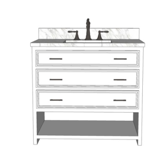 现代轻奢洗手台su模型