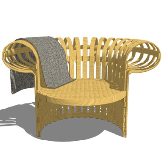 现代竹编休闲椅su模型