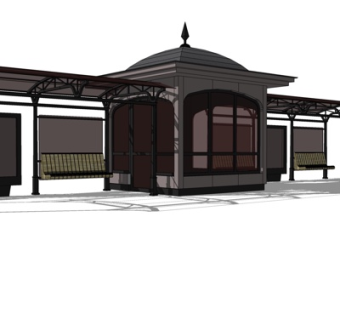 欧式铁艺廊道亭子su模型