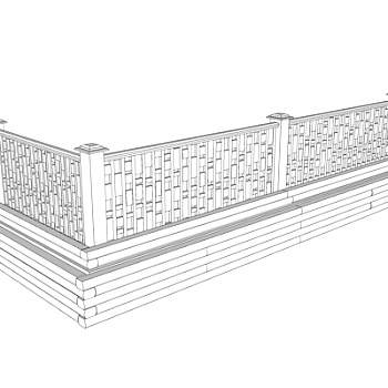 现代围栏su模型