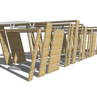 现代玻璃廊架su模型