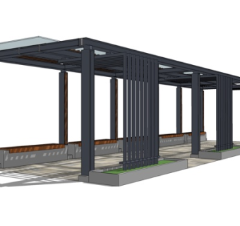 现代玻璃廊架su模型