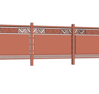 新中式实木宣传栏su模型