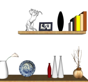 现代瓷器雕塑摆件su模型