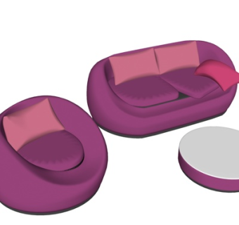 现代布艺双人沙发su模型