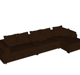 现代布艺多人沙发su模型