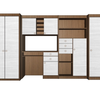 现代实木组合衣柜su模型