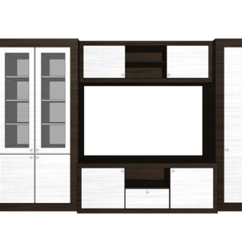 现代实木电视柜su模型