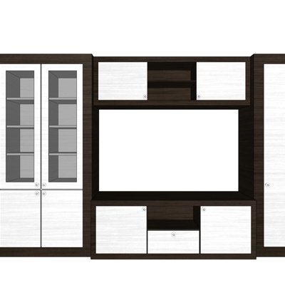 现代实木电视柜su模型