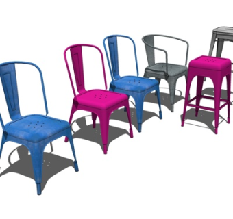 现代金属单椅su模型