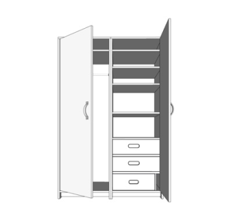 现代实木衣柜su模型