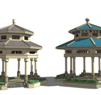 法式凉亭su模型