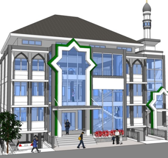 现代独栋别墅外观su模型