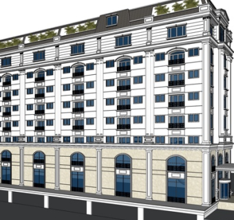 现代公寓楼外观su模型