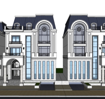 法式独栋别墅外观su模型