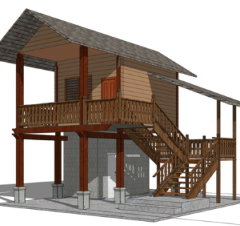 现代小木屋外观su模型