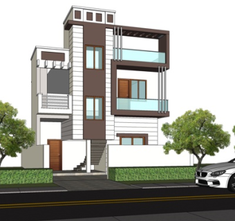 现代独栋别墅外观su模型