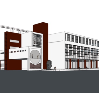 现代办公楼外观su模型