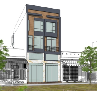 现代连排别墅外观su模型