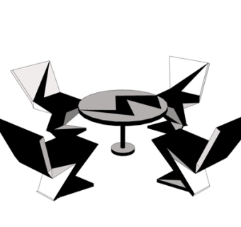 现代实木休闲桌椅su模型