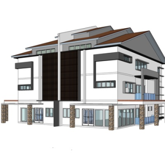 现代独栋别墅外观su模型