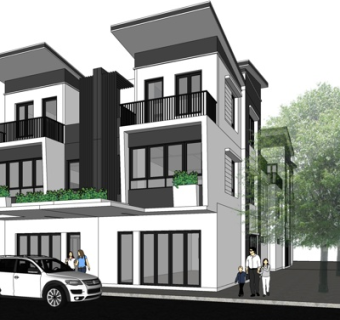 现代独栋别墅外观su模型