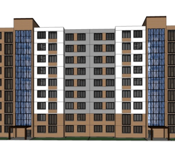 现代高层公寓楼外观su模型
