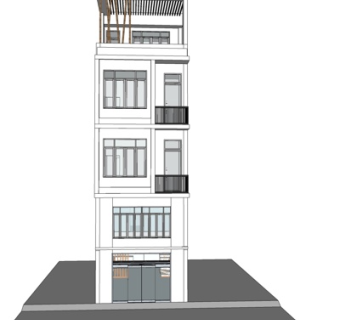 现代独栋别墅外观su模型
